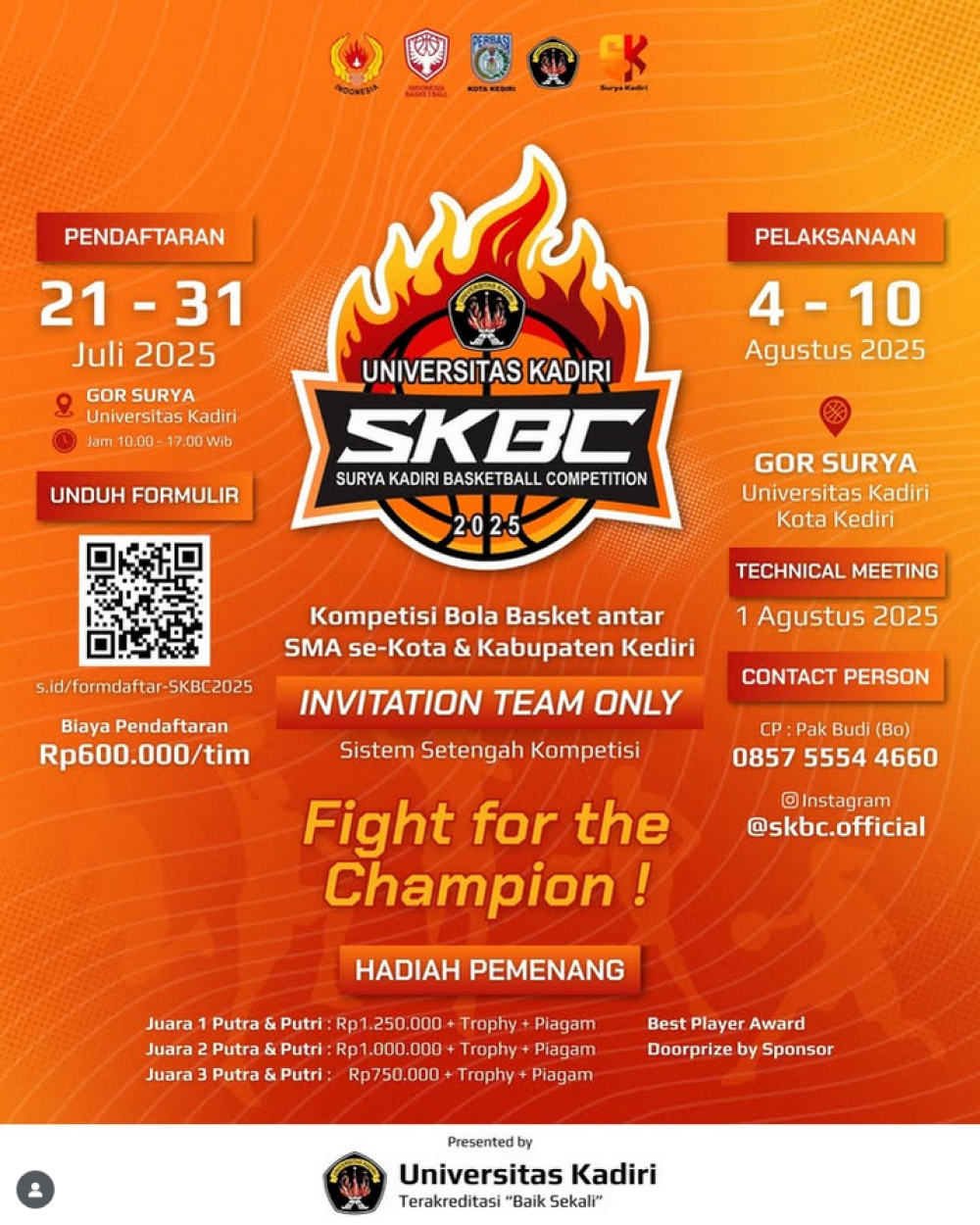 Surya Kadiri Basketball Competition 2025 Resmi Dibuka di Universitas Kadiri
