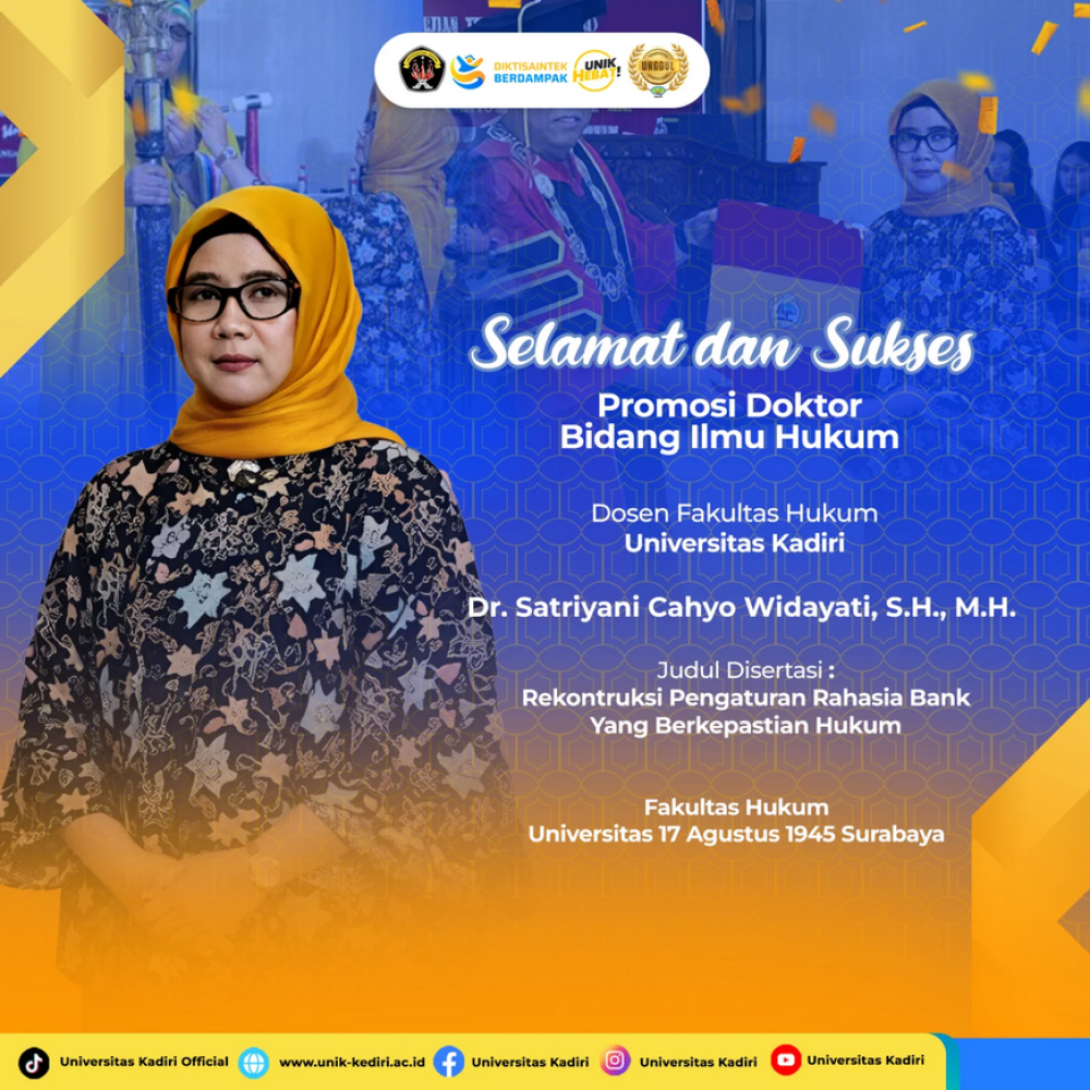 Selamat dan Sukses atas Promosi Doktor Bidang Ilmu Hukum Dr. Satriyani Cahyo Widayati, S.H., M.H.