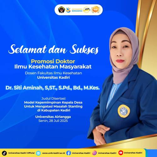 Universitas Kadiri Apresiasi Promosi Doktor Ilmu Kesehatan Masyarakat: Dr. Siti Aminah Raih Gelar Doktor dari Universitas Airlangga