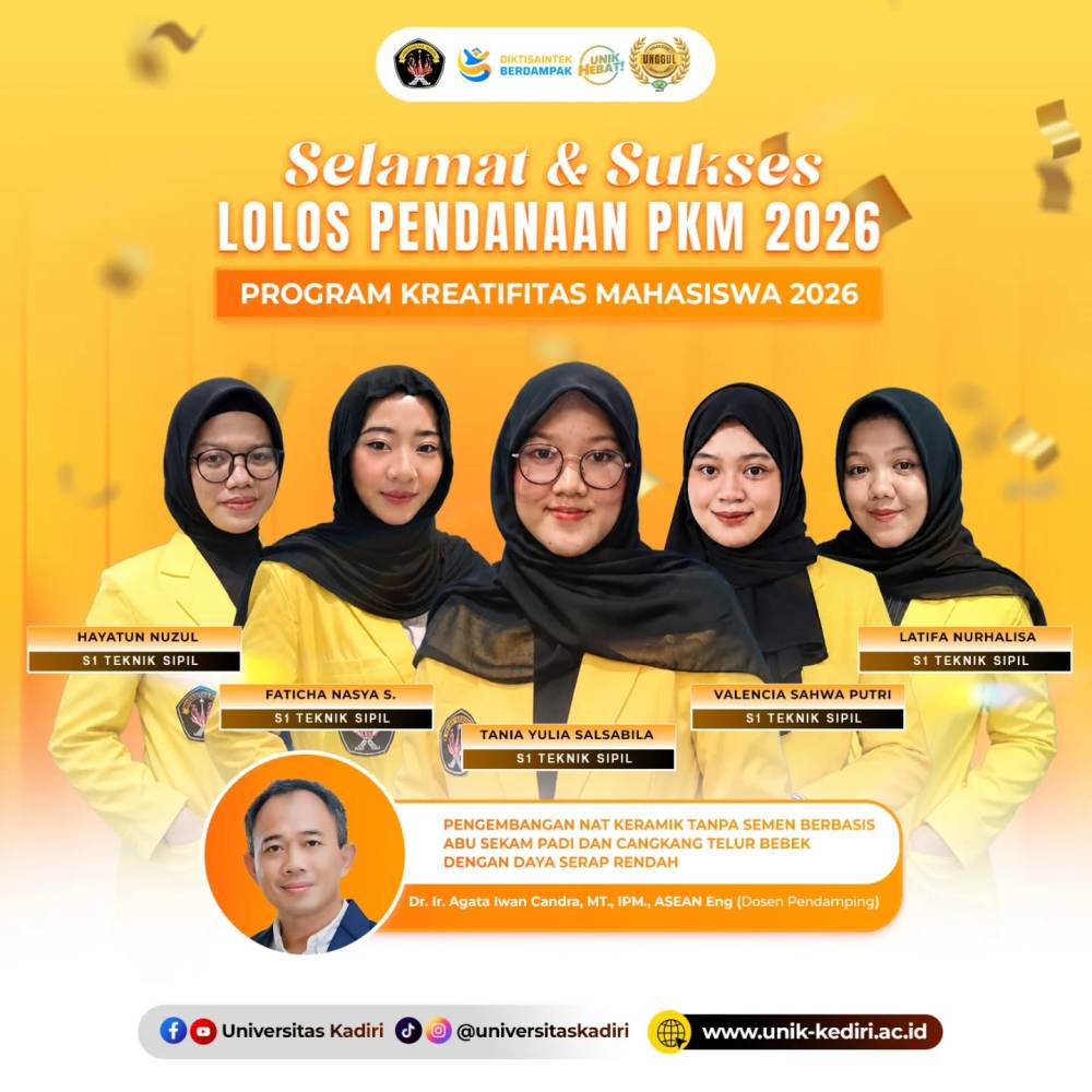 Mahasiswa S1 Teknik Sipil Universitas Kadiri Lolos Pendanaan PKM 2026