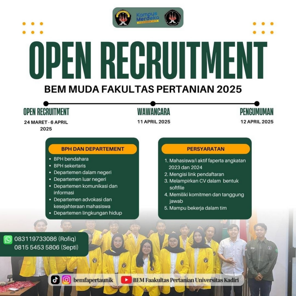 Open Recruitment BEM Muda Fakultas Pertanian Universitas Kadiri 2025