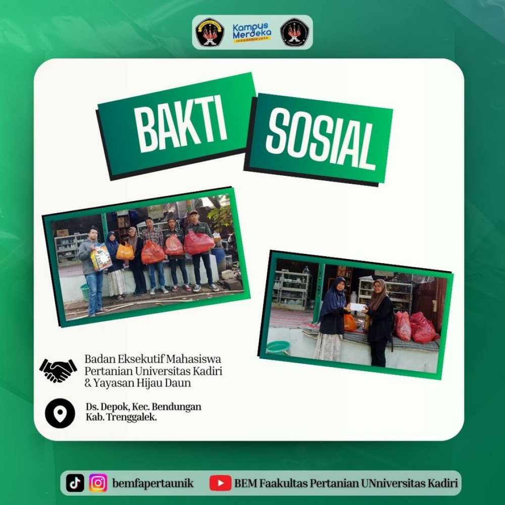 BEM Fakultas Pertanian Universitas Kadiri Bersama Yayasan Hijau Daun Laksanakan Kegiatan Bakti Sosial di Trenggalek