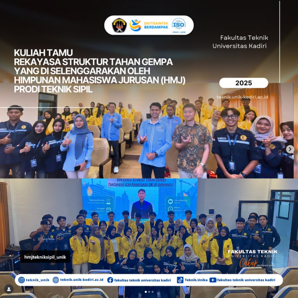 Kuliah Tamu Teknik Sipil Universitas Kadiri: Rekayasa Struktur Tahan Gempa dan Penerapan SNI di Indonesia