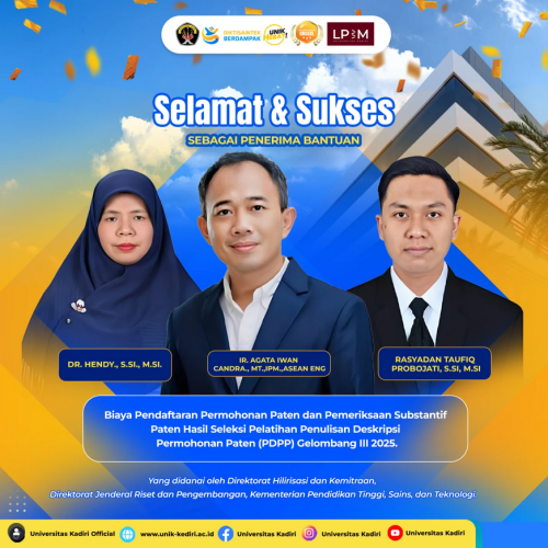 Dosen Universitas Kadiri Terima Bantuan Biaya Pendaftaran & Pemeriksaan Substantif Paten (PDPP) Gelombang III 2025
