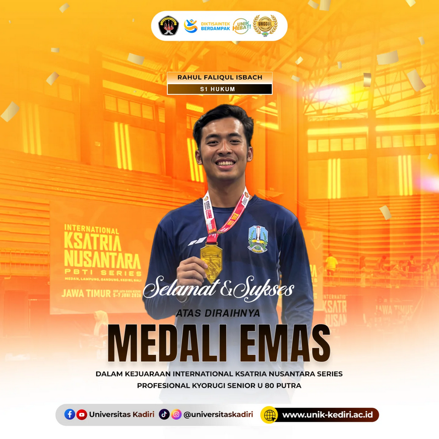 Mahasiswa S1 Hukum Universitas Kadiri Raih Medali Emas pada International Ksatria Nusantara PBTI Series