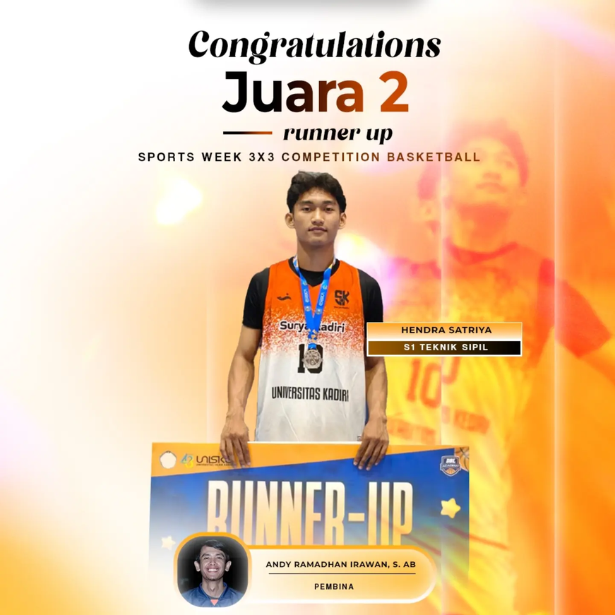 Mahasiswa S1 Teknik Sipil Universitas Kadiri Raih Juara 2 Sports Week 3x3 Basketball